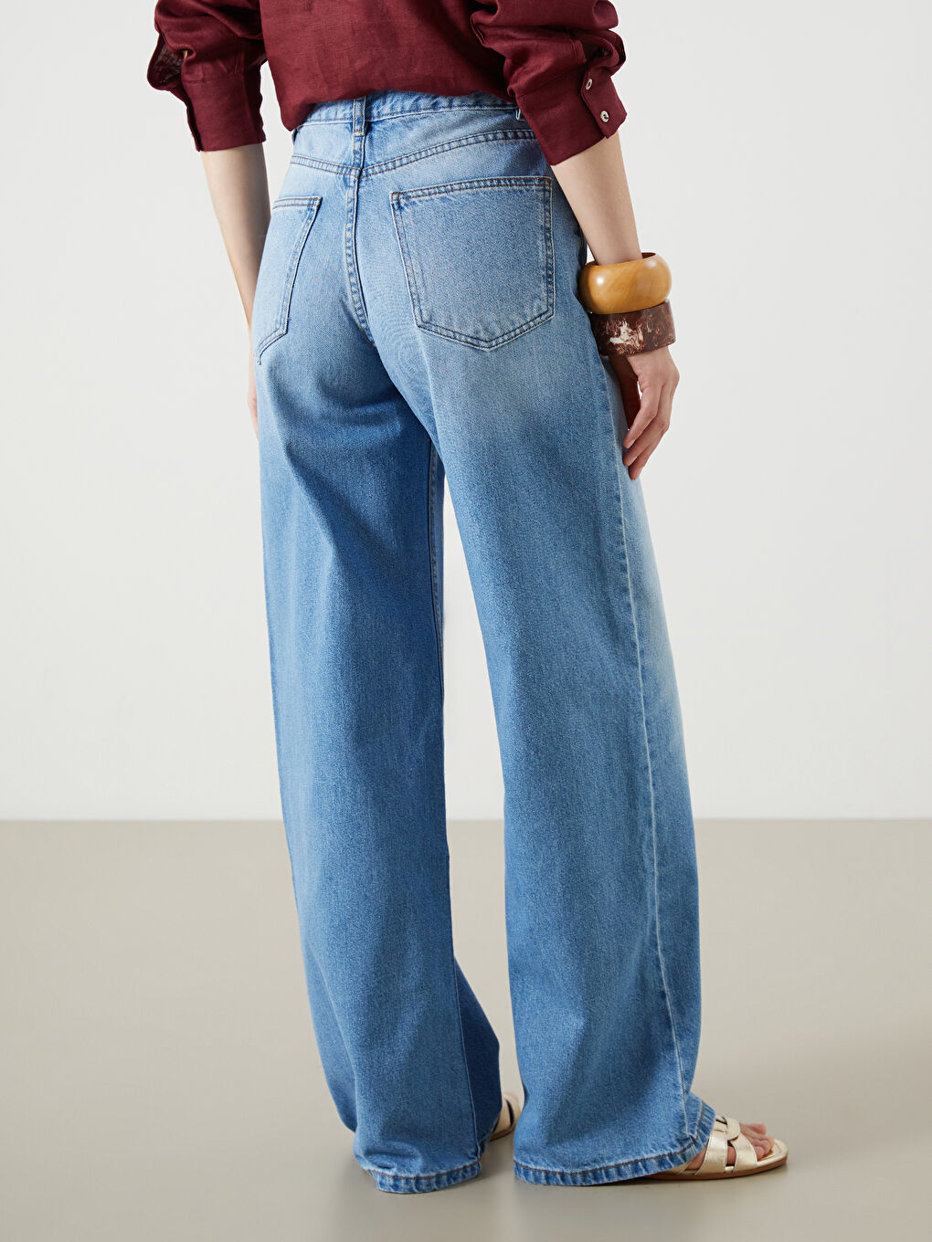 İndigo Wideleg Kadın Jean Pantolon-3