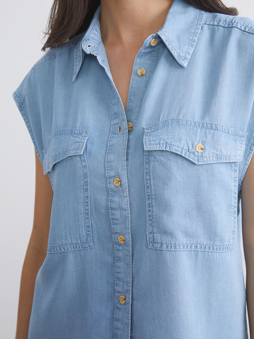 İndigo Kadın Jean Gömlek-2