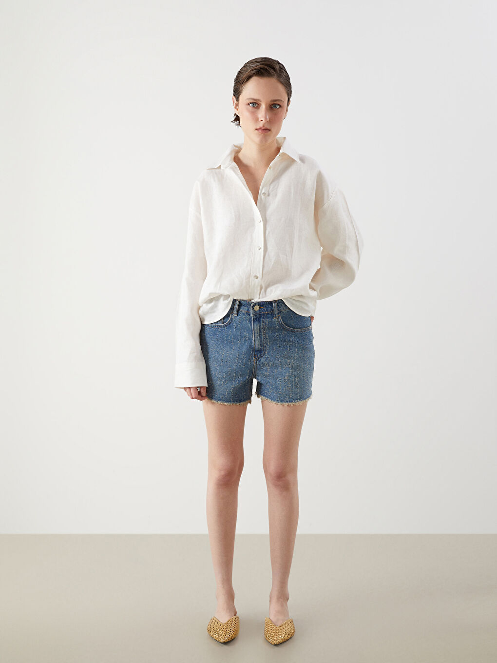 Woman INDIGO Denim Shorts -S5QH09Z8-507