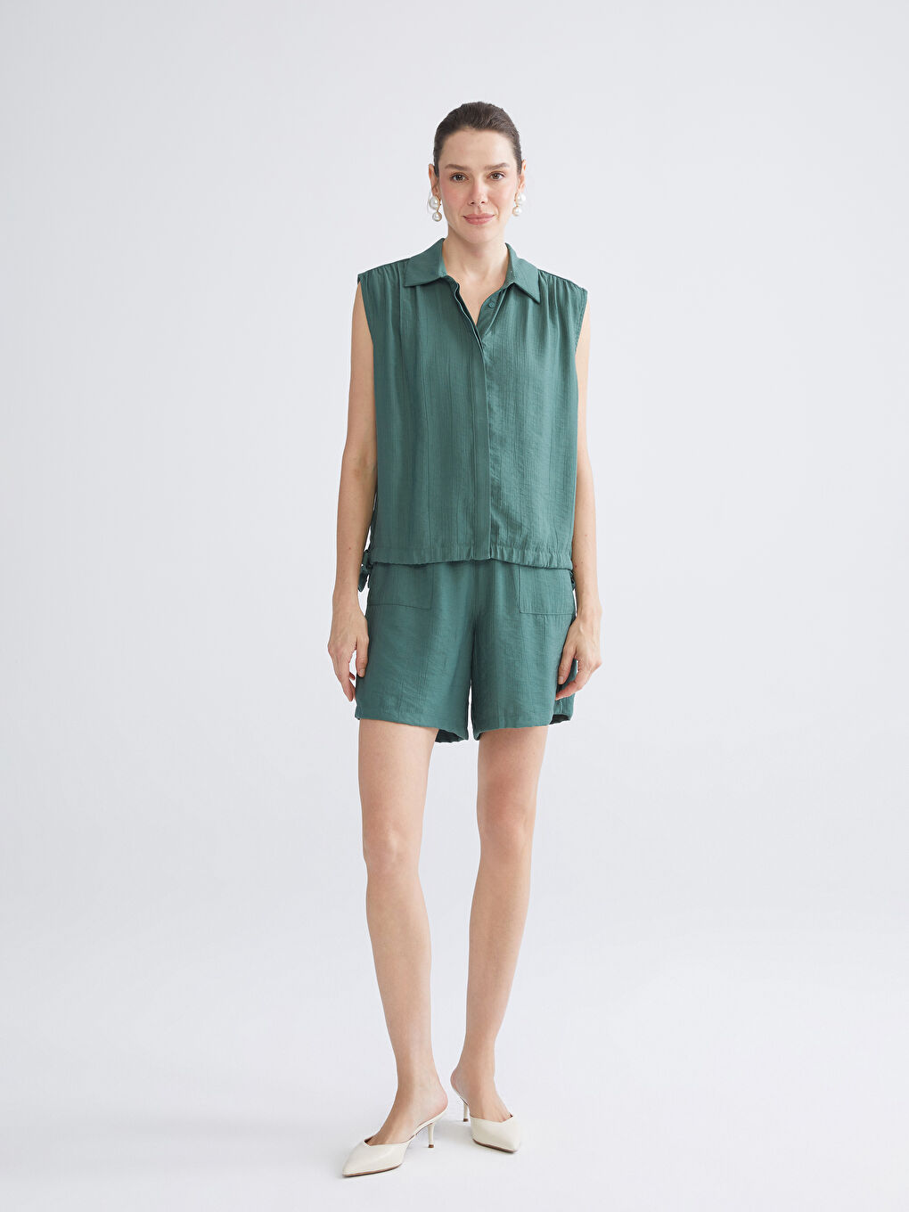 Textured Bow Oversize Women's Shirt-1