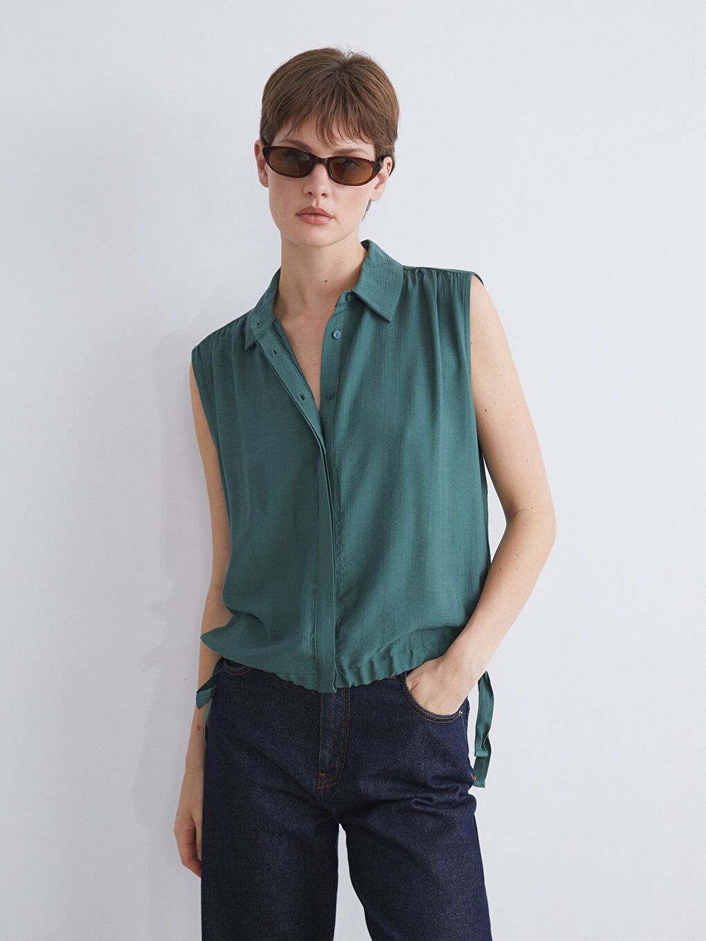 LCWAIKIKI Classic Woman GREEN Shirt -S5QH18Z8-EAW