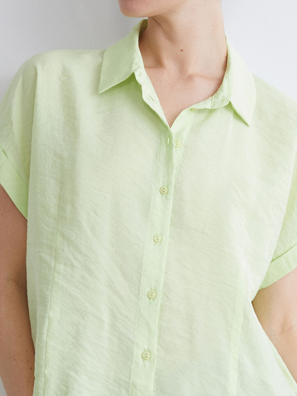 Sarı Modal Karışımlı Kadın Gömlek-2