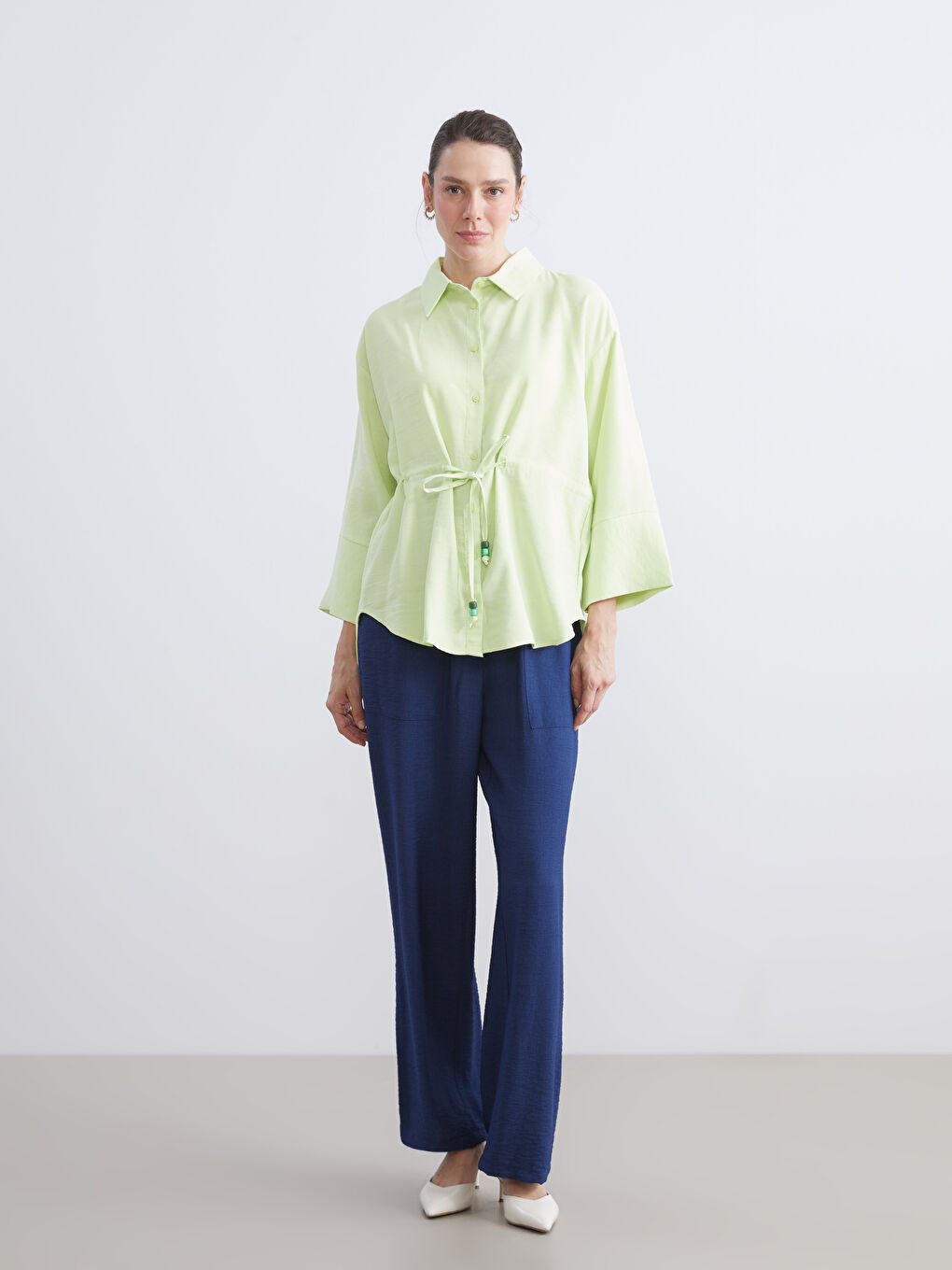 Tie String Detailed Oversize Women's Shirt-1