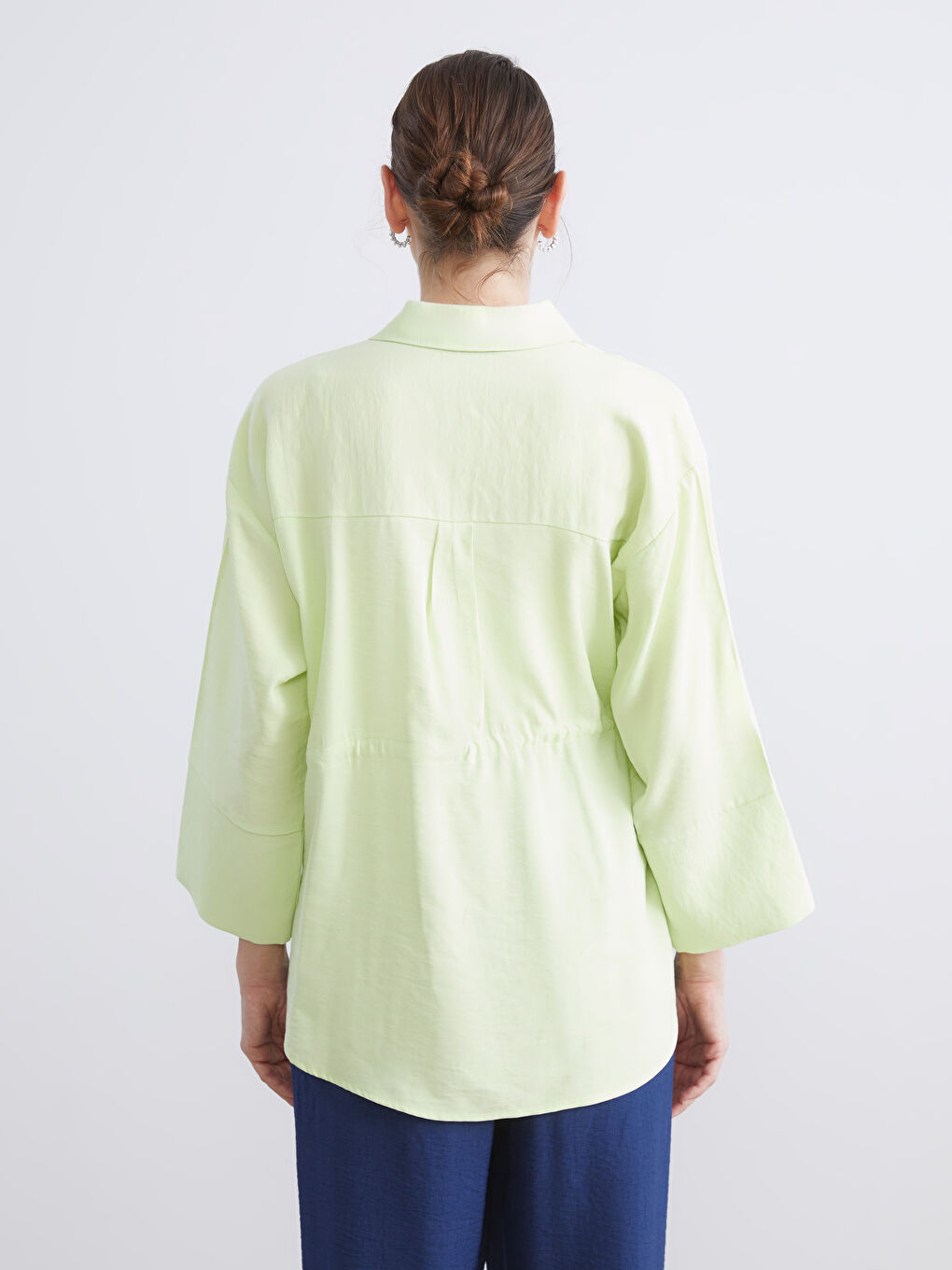 Tie String Detailed Oversize Women's Shirt-3