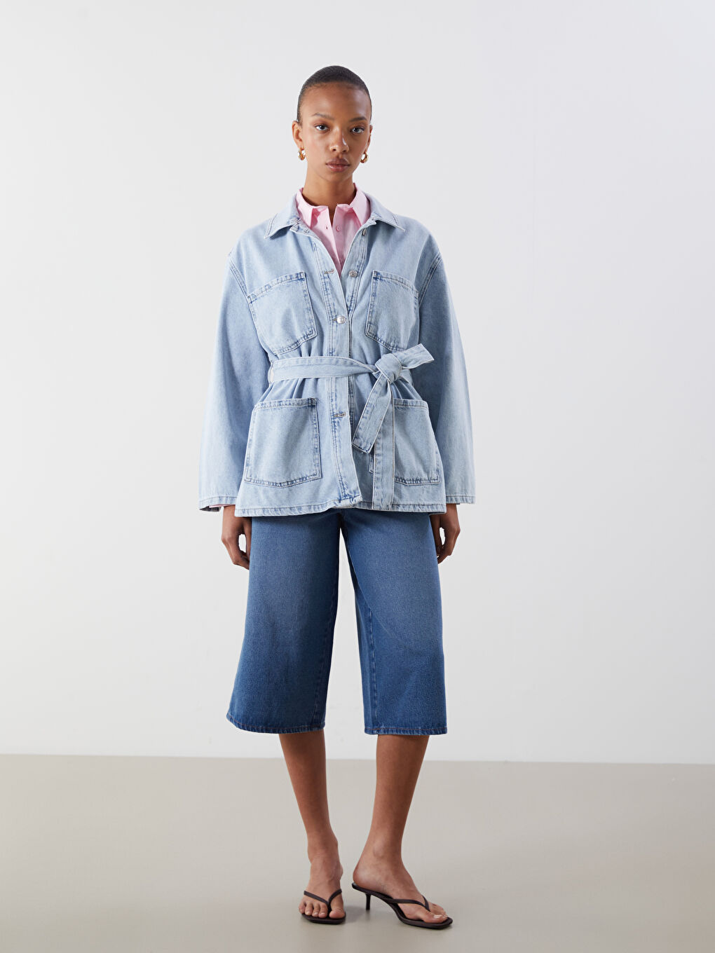 Collared Neck Women's Denim Jacket -S5QH27Z8-311