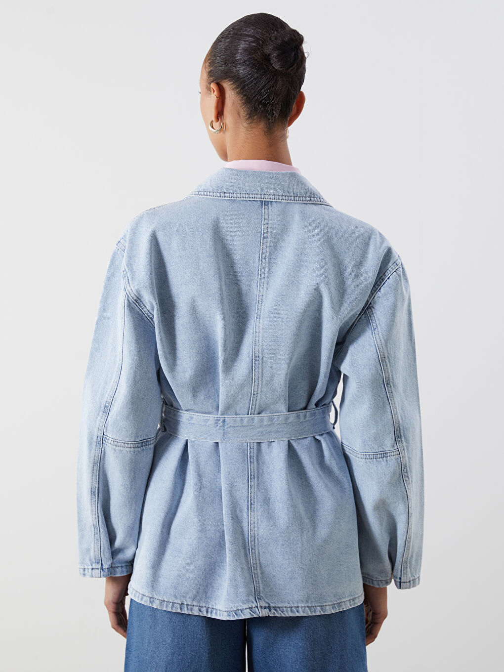 Collared Neck Women's Denim Jacket -S5QH27Z8-311