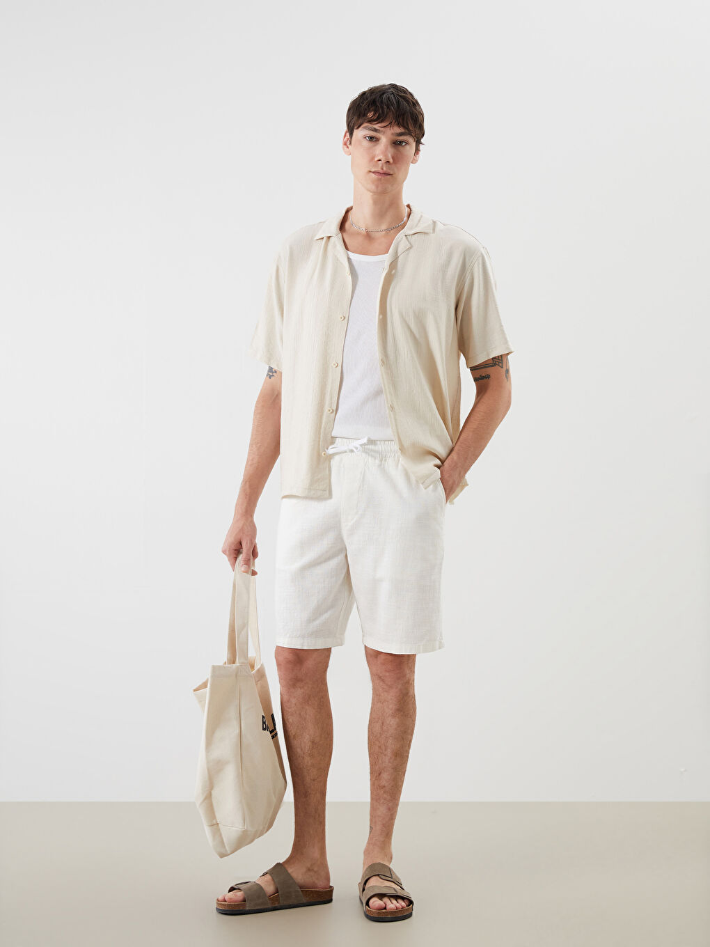 Relaxed Fit 100% Linen Men's Shorts -S5QH54Z8-EEW