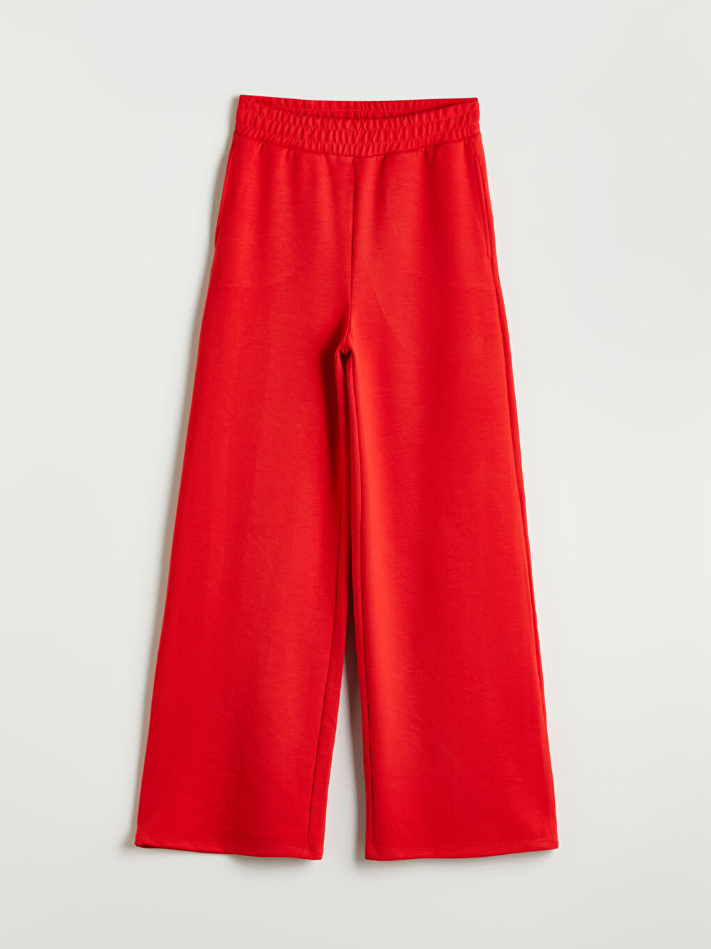 Kırmızı Beli Lastikli Kadın Pantolon-4