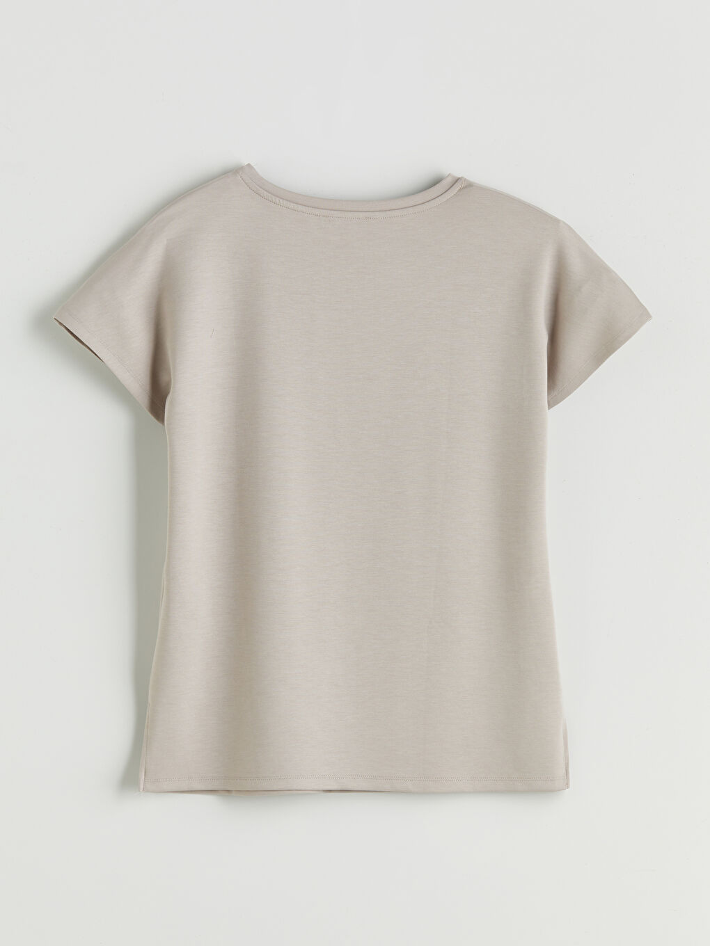 Gri Bisiklet Yaka Kadın Tişört-5