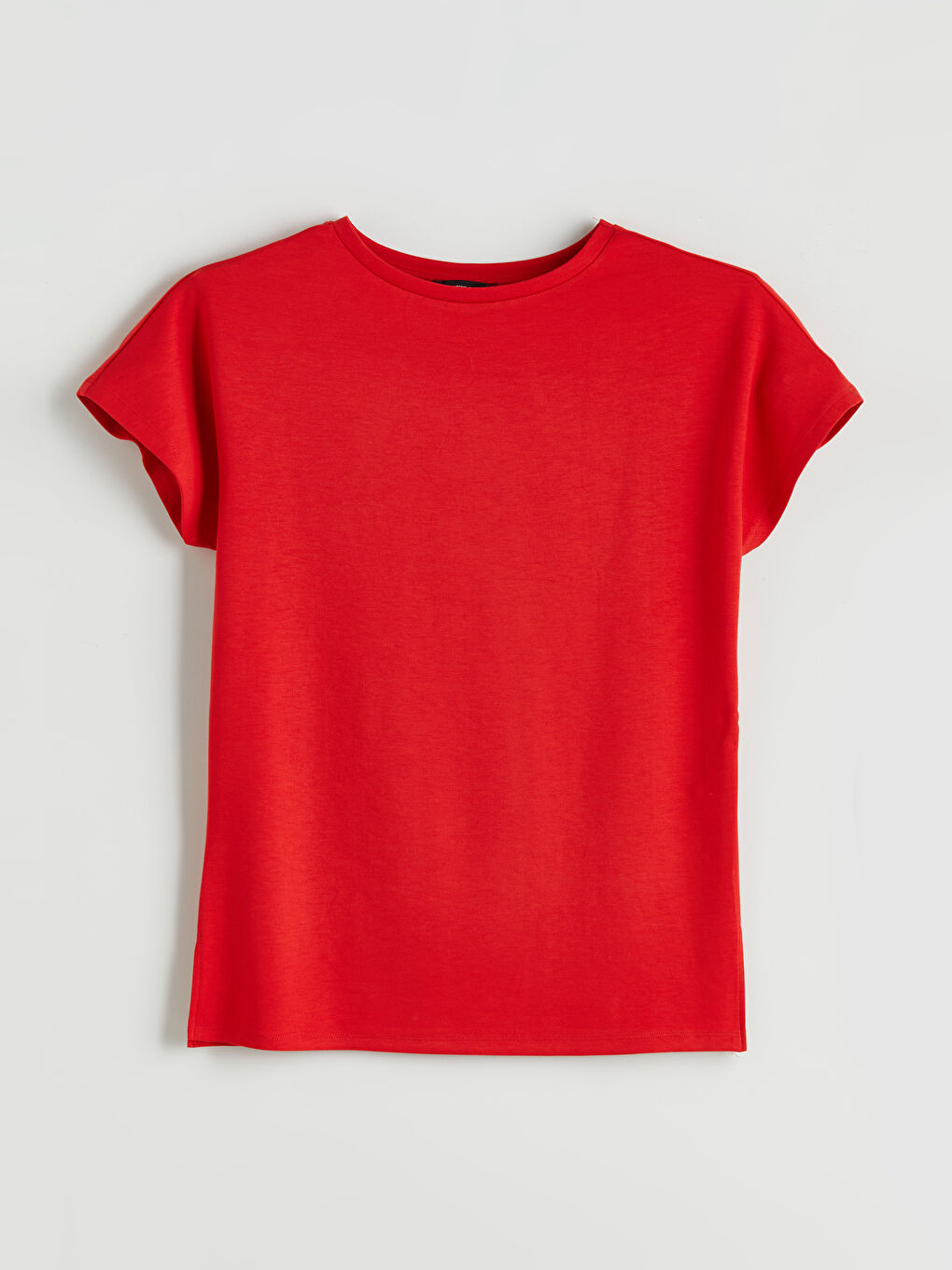 Kırmızı Bisiklet Yaka Kadın Tişört-4