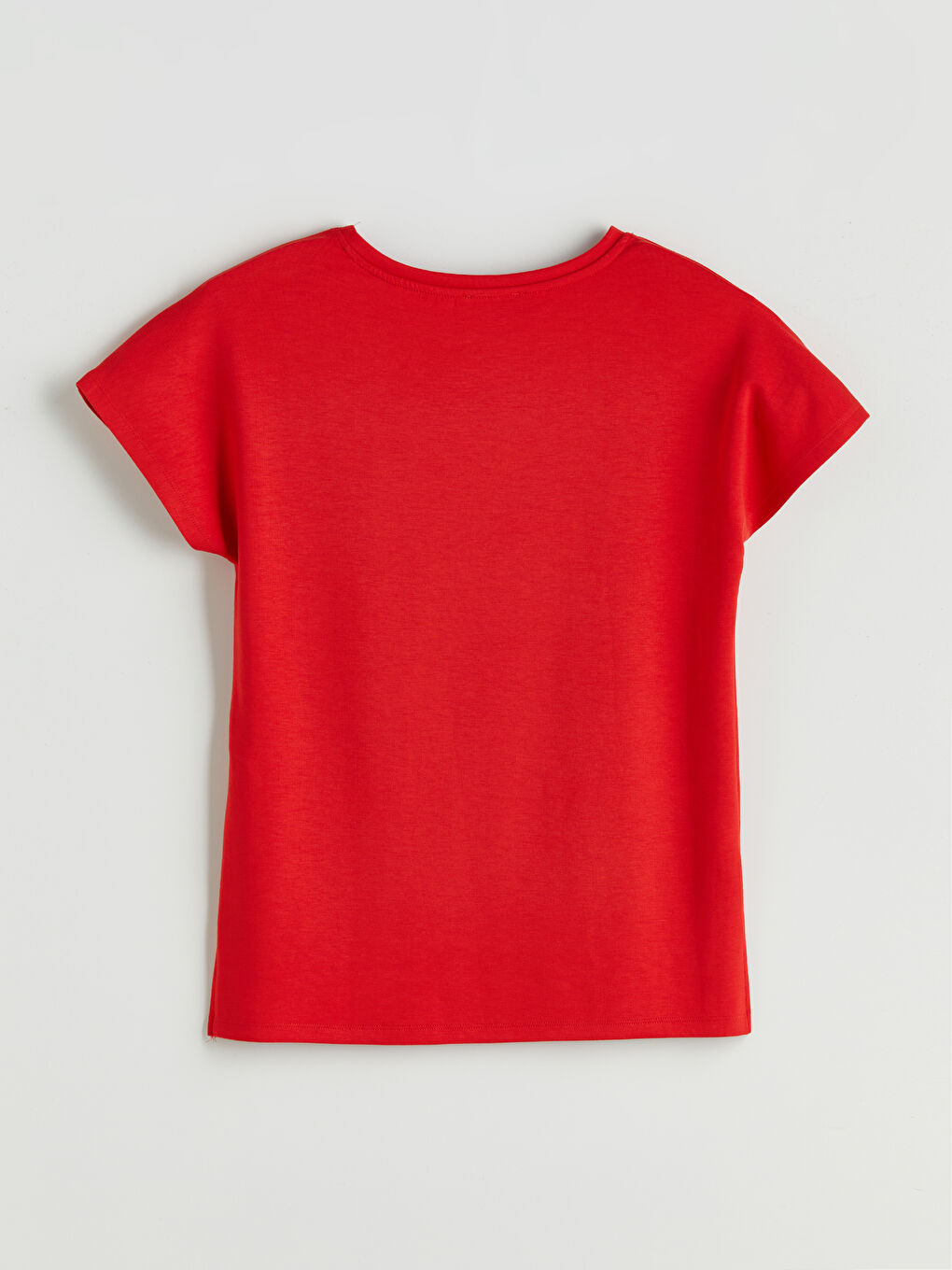 Kırmızı Bisiklet Yaka Kadın Tişört-5