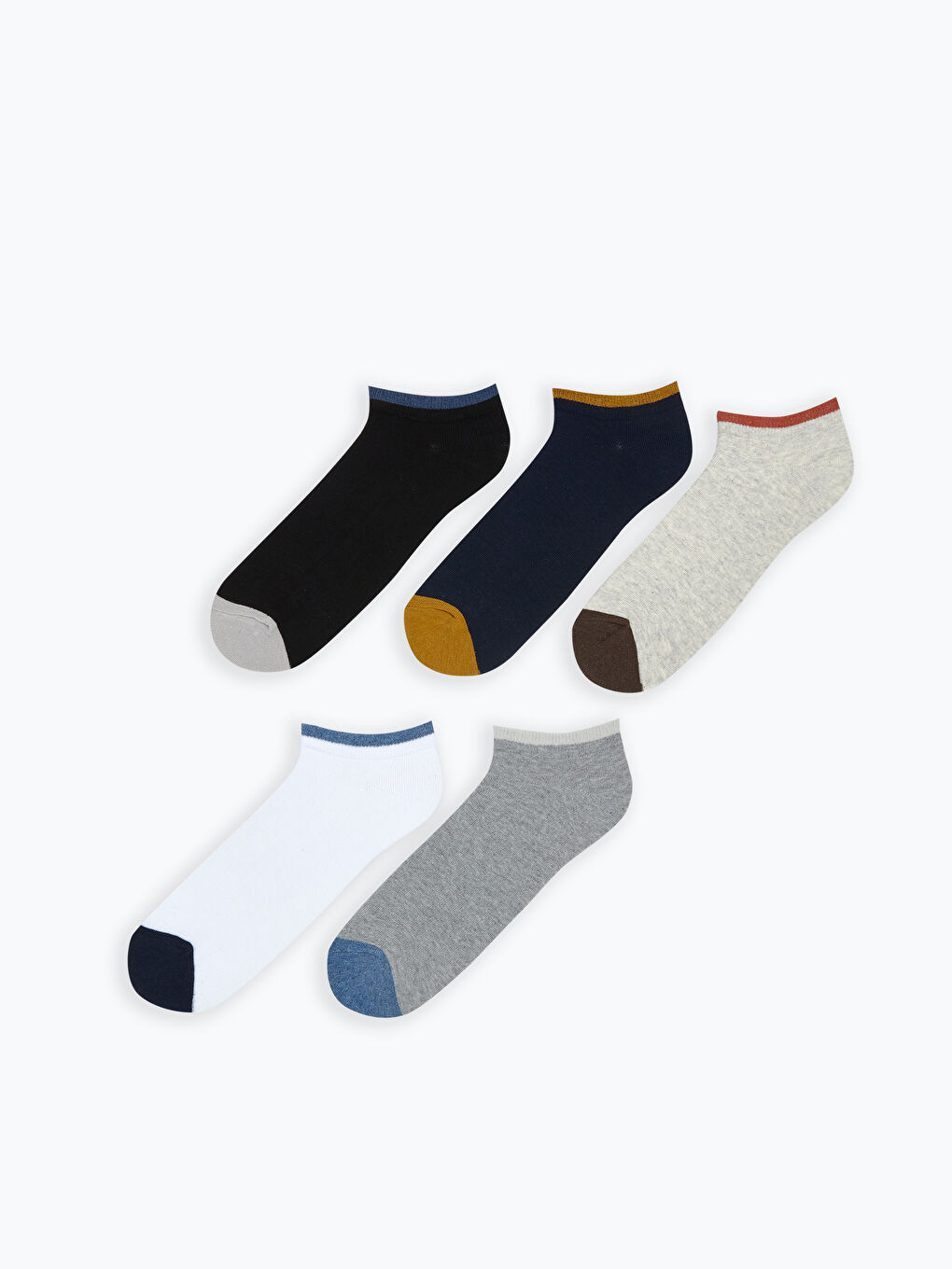 Karışık Renk Bloklu Erkek Patik Çorap 5'li