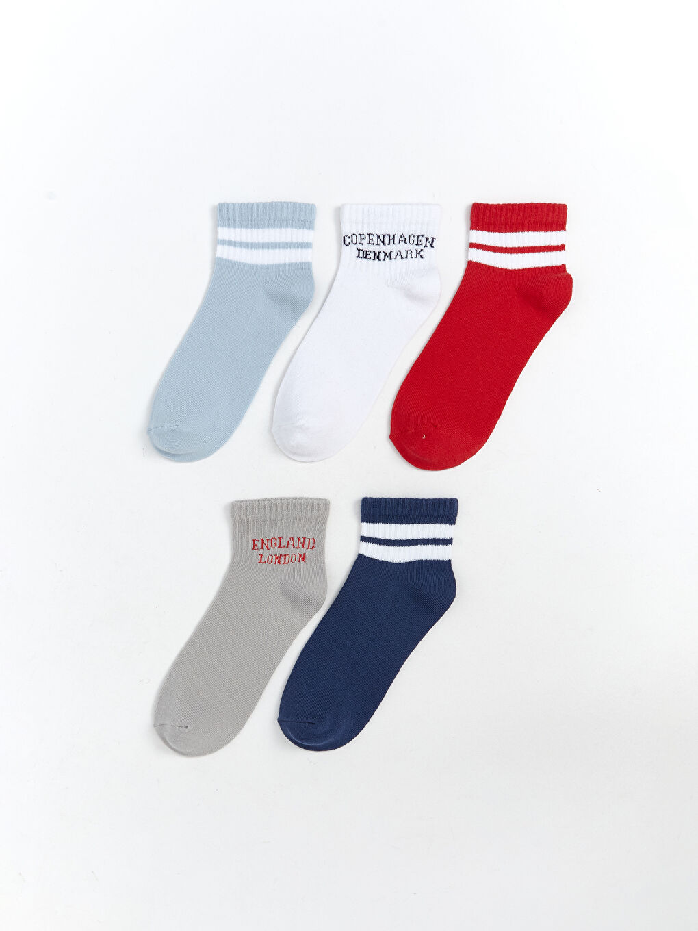 Karışık Çizgili Erkek Çocuk Soket Çorap 5'li