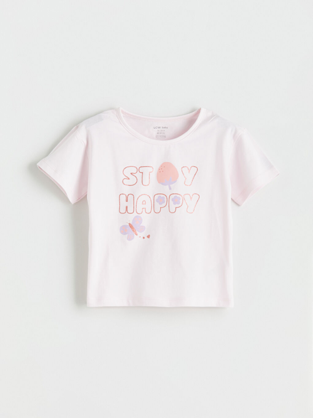 Pembe Bisiklet Yaka Kız Bebek Tişört