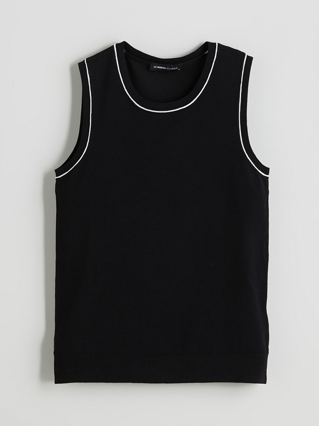 Siyah Bisiklet Yaka Kadın Triko Atlet-4