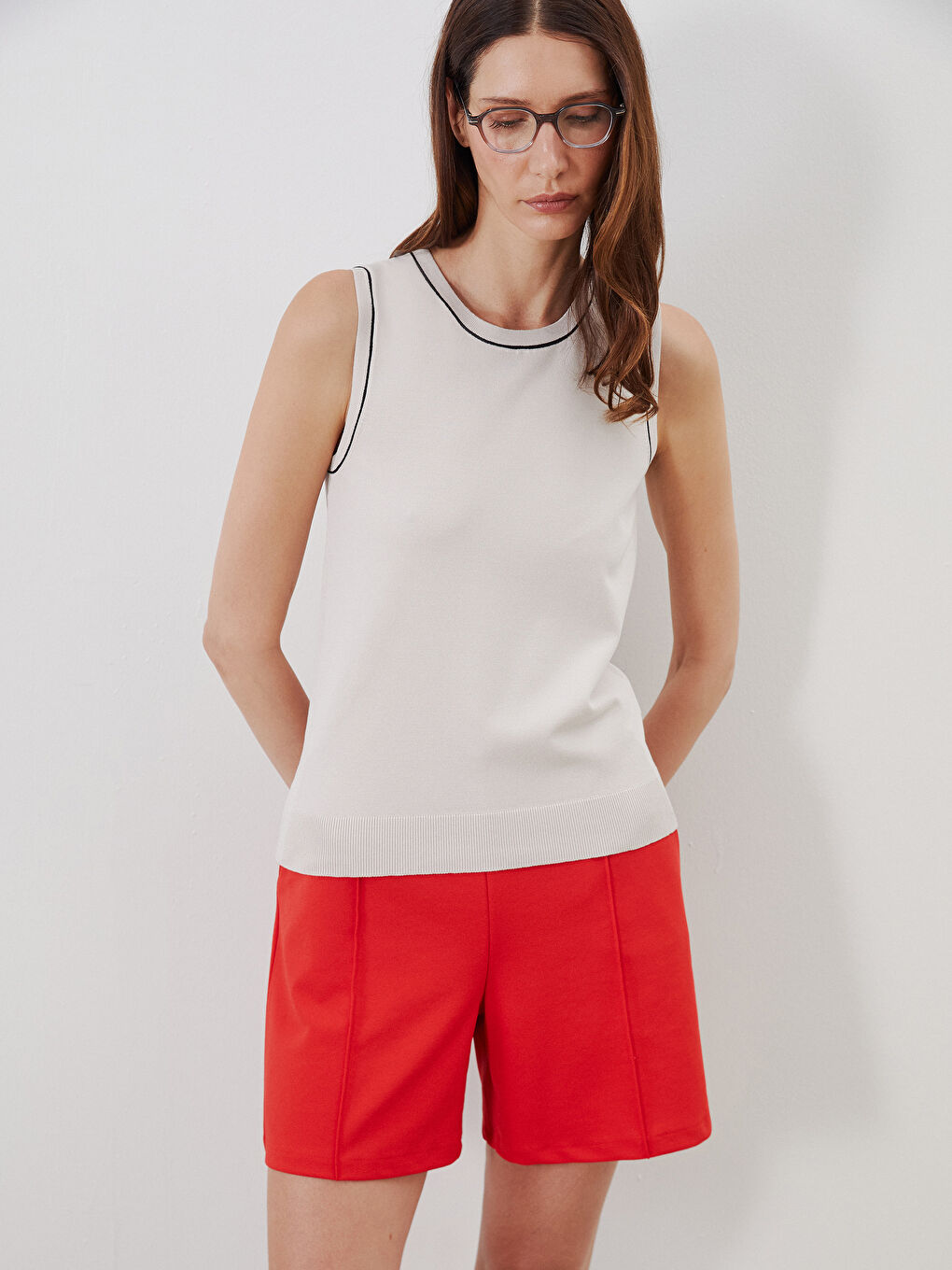 Crew Neck Women's Knitwear Tank Top -S5QI54Z8-CXU