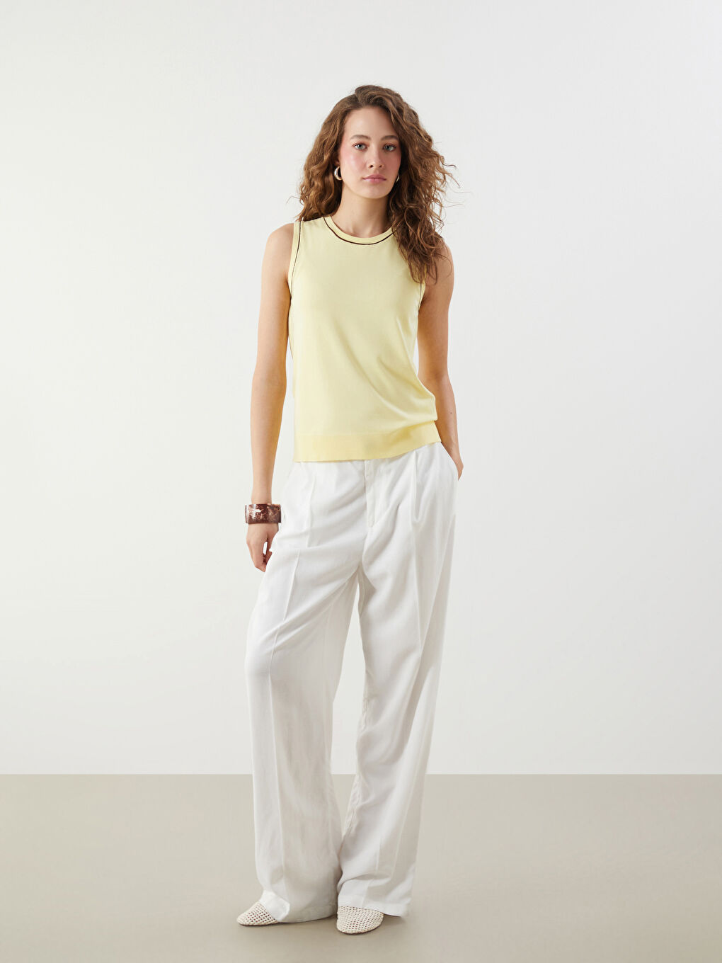 Crew Neck Women's Knitwear Tank Top -S5QI54Z8-DR8