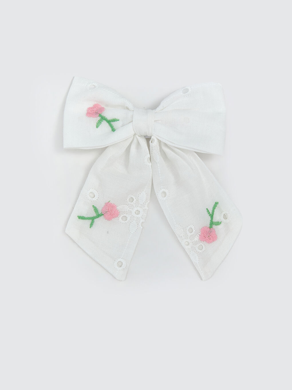 Beyaz Çiçek Nakışlı Kız Bebek Toka