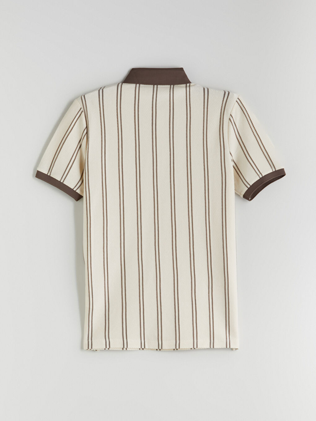 Gri Polo Yaka Çizgili Erkek Tişört-6