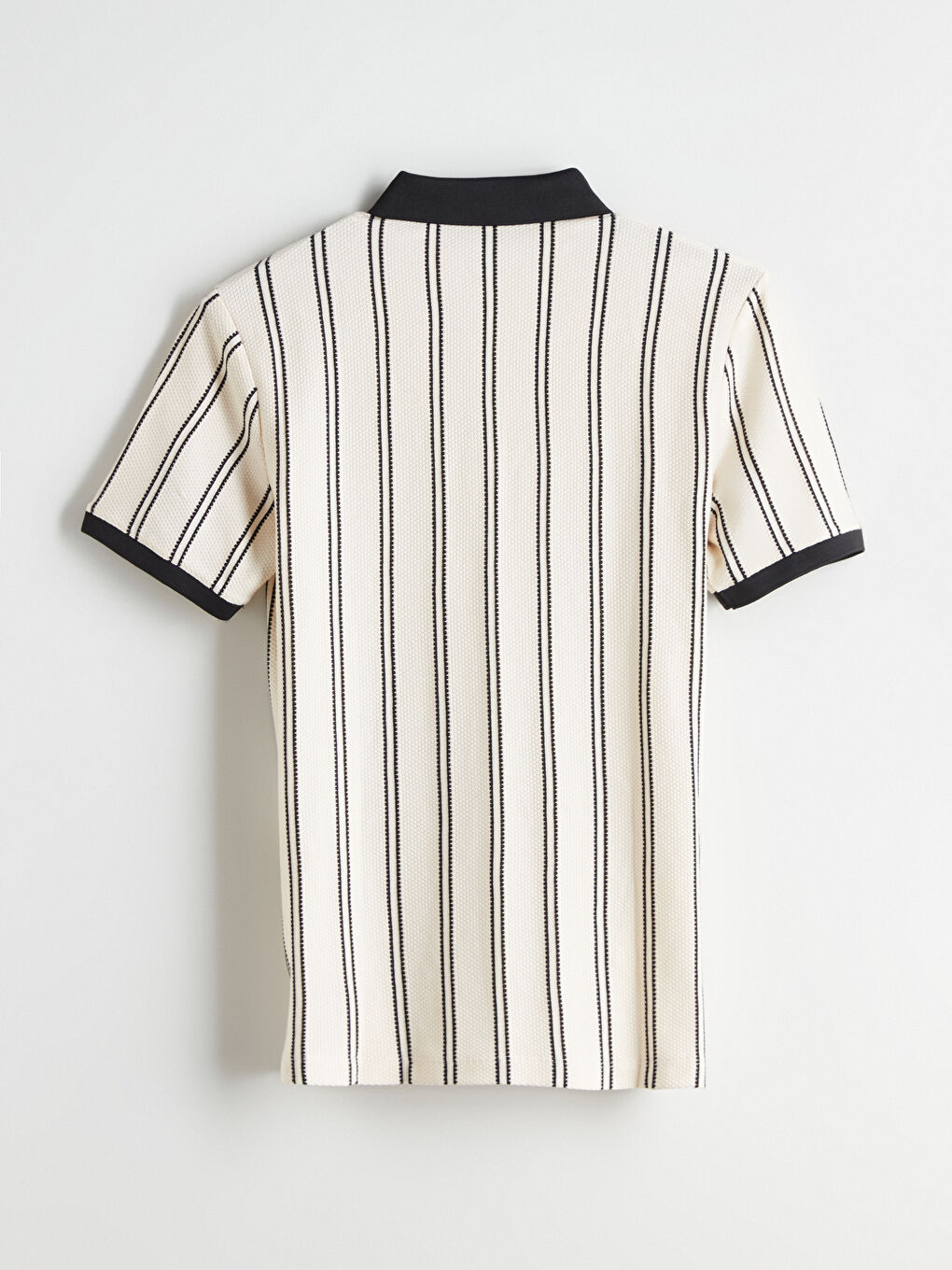 Siyah Polo Yaka Çizgili Erkek Tişört-5
