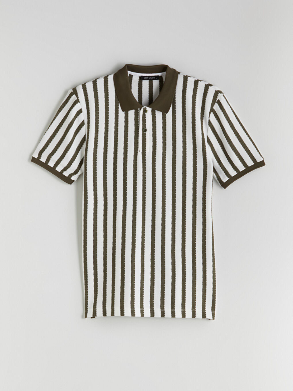 Yeşil Polo Yaka Çizgili Erkek Tişört-4
