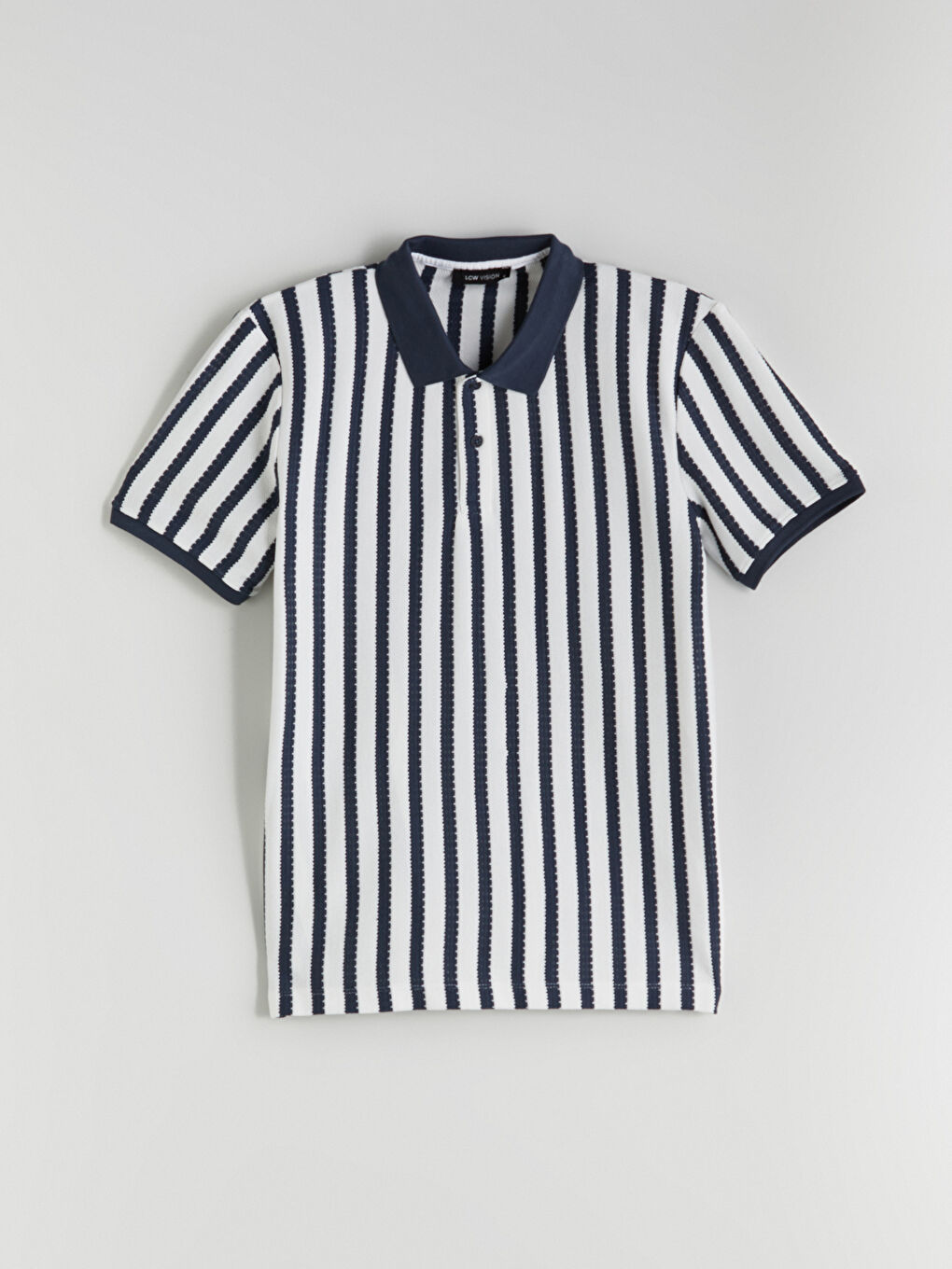 Lacivert Polo Yaka Çizgili Erkek Tişört-4