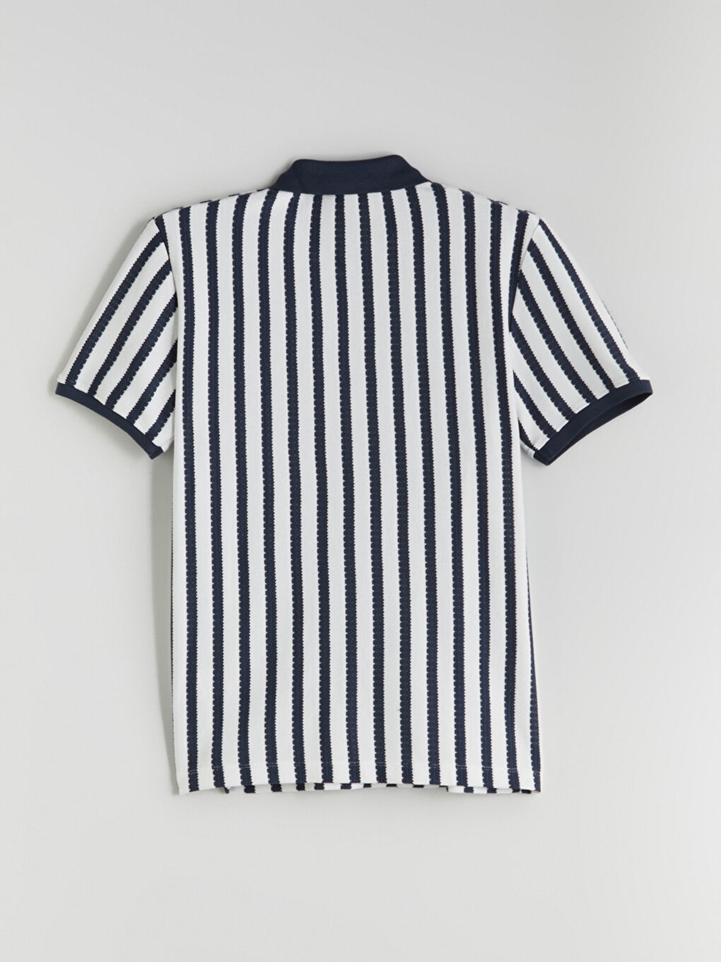 Lacivert Polo Yaka Çizgili Erkek Tişört-6