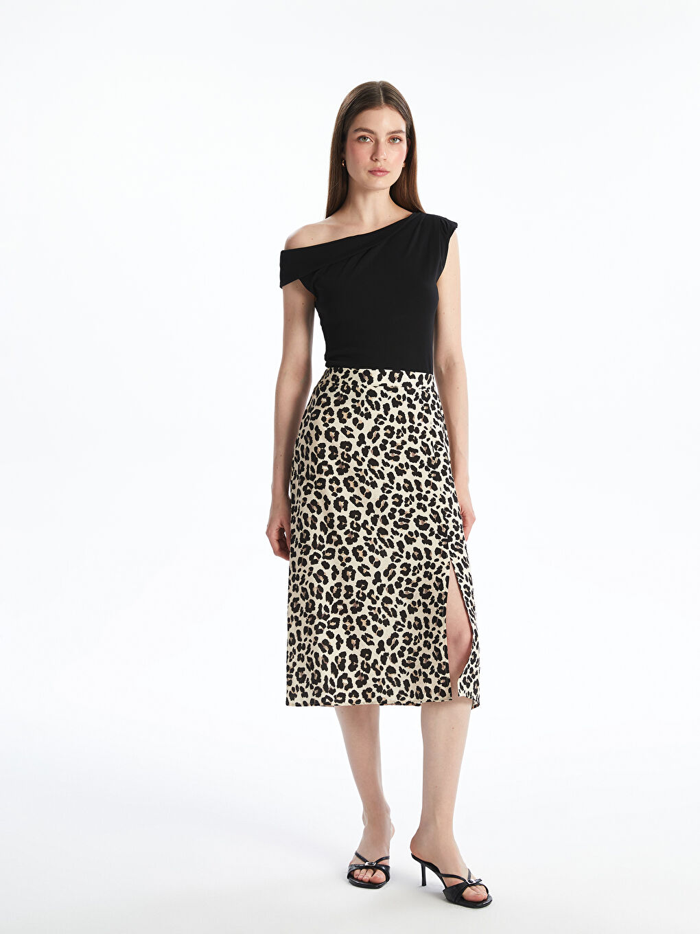 LCWAIKIKI Classic Elastic Waist Leopard Figured Skirt -S5QI77Z8-LQB