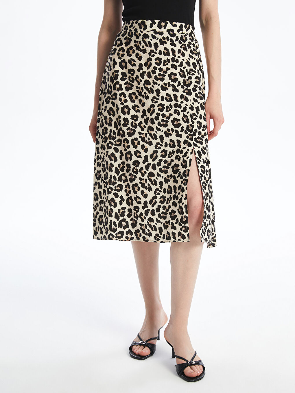 LCWAIKIKI Classic Elastic Waist Leopard Figured Skirt -S5QI77Z8-LQB