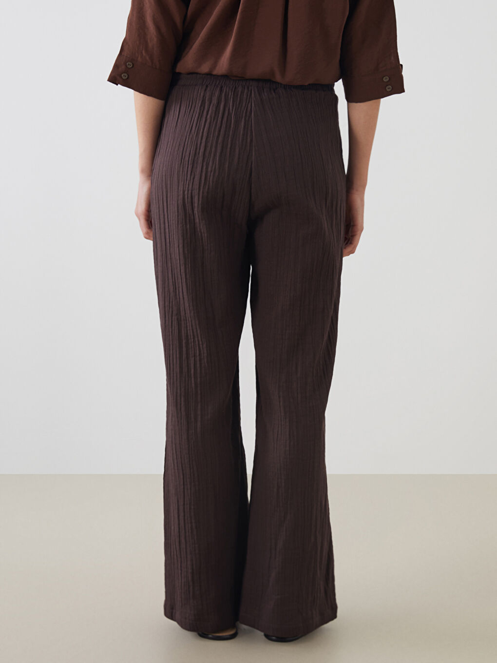 Elasticated Waist Textured Women's Trousers -S5QI78Z8-HMK