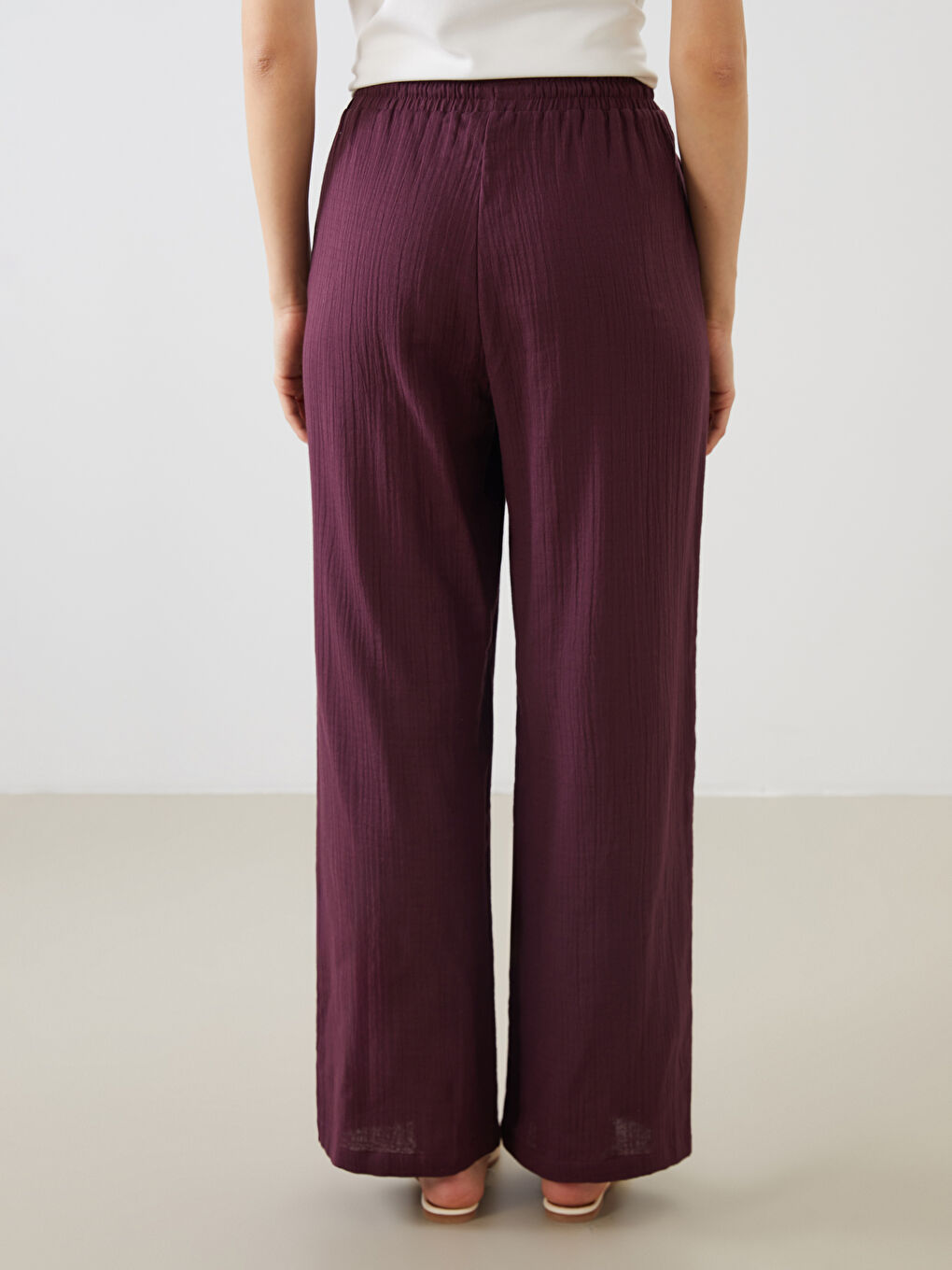 Elasticated Waist Textured Women's Trousers -S5QI78Z8-HQT