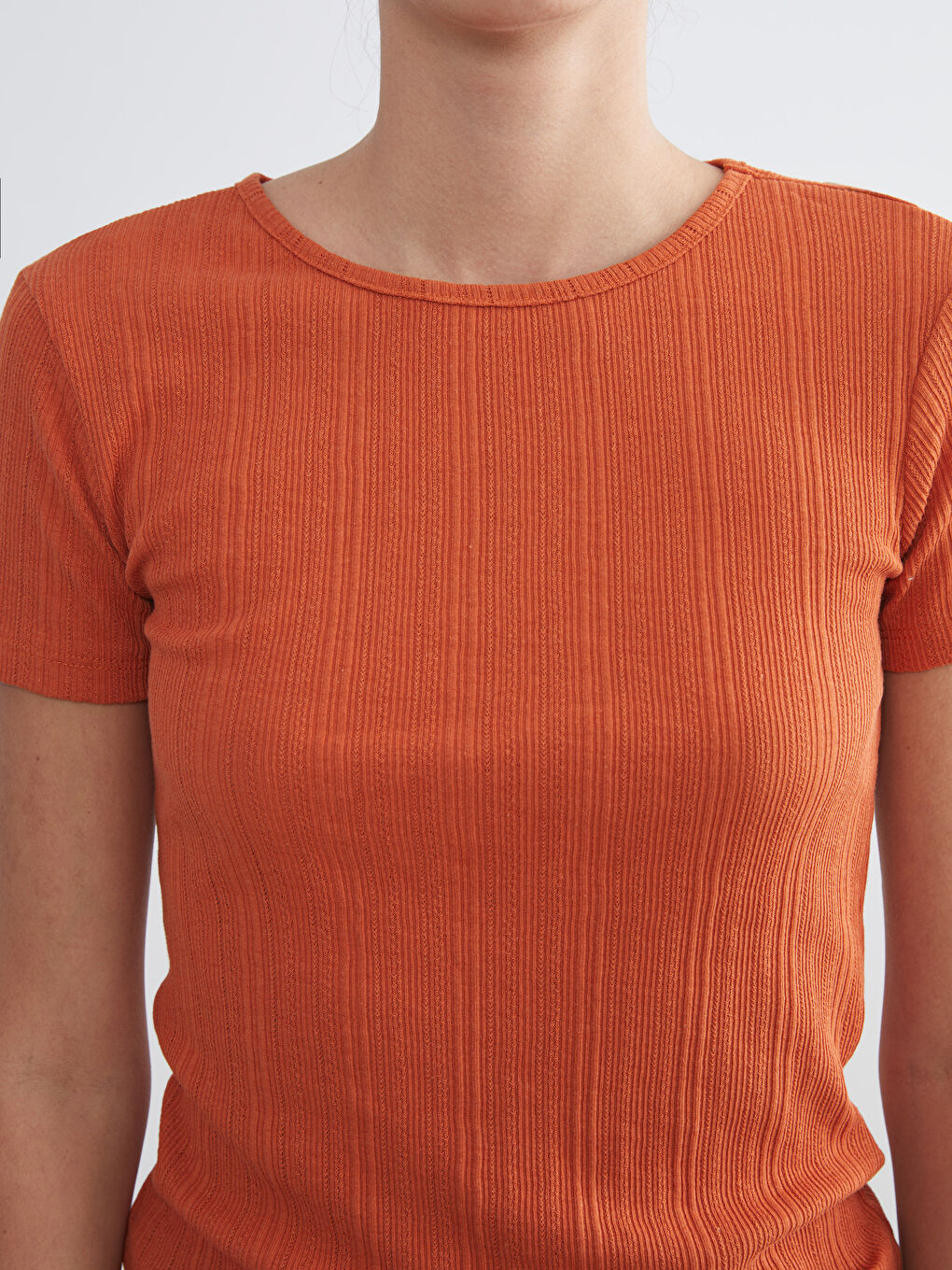 LCWAIKIKI Classic Crew Neck Textured Women's T-Shirt -S5QI81Z8-H5J