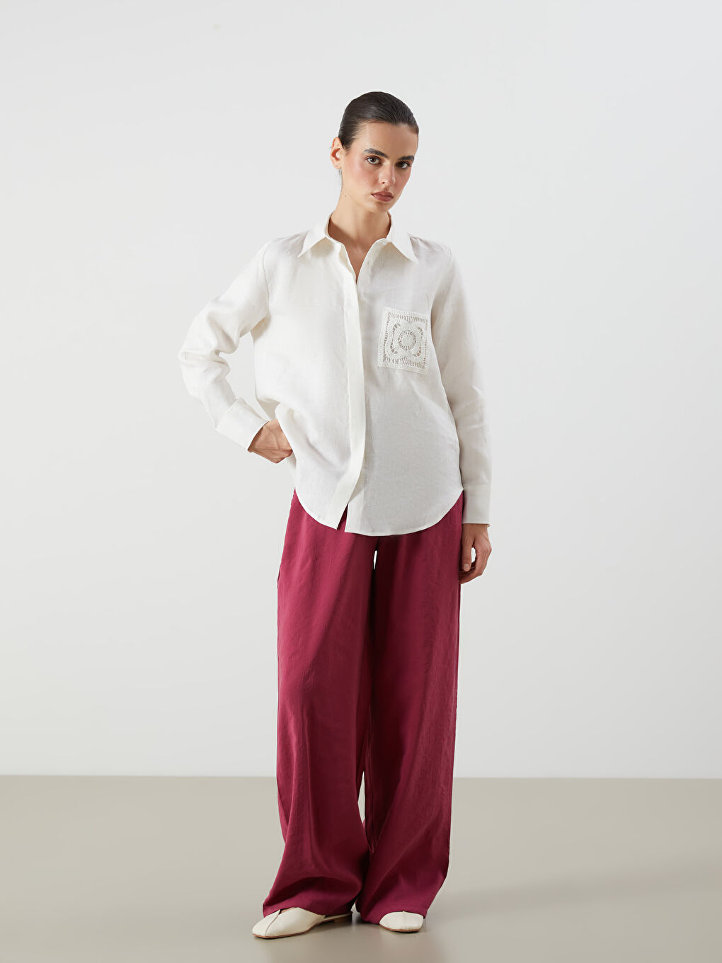 LCW Vision Elasticated Waist Modal Blend Women's Trousers -S5QI87Z8-RXQ