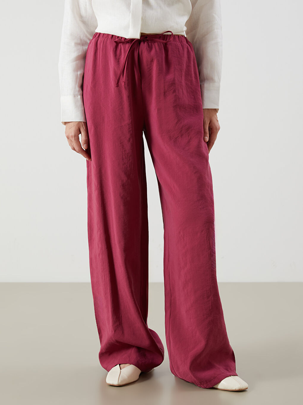 LCW Vision Elasticated Waist Modal Blend Women's Trousers -S5QI87Z8-RXQ