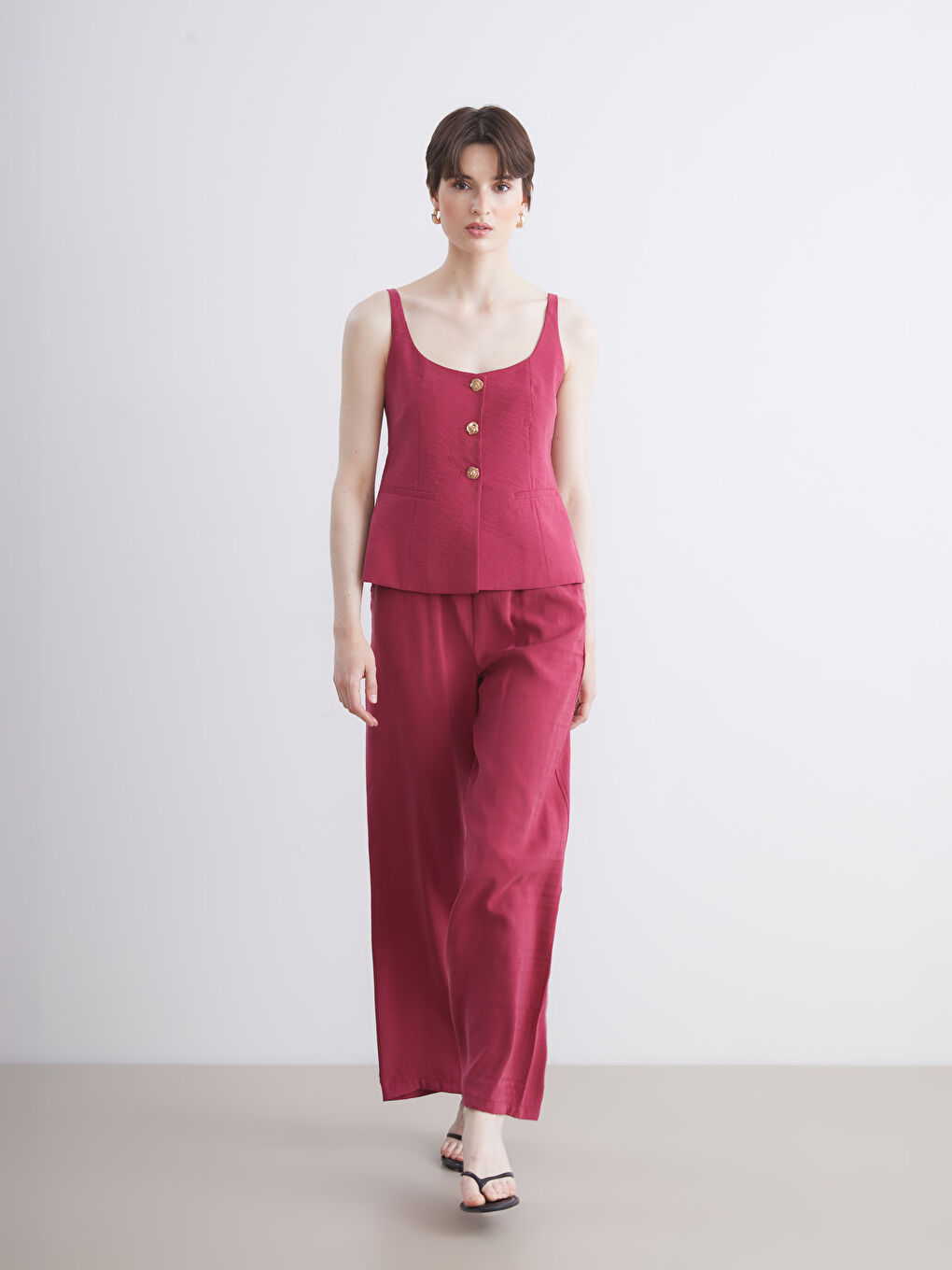 LCW Vision Elasticated Waist Modal Blend Women's Trousers -S5QI87Z8-RXQ