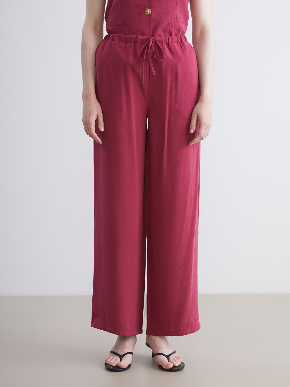 LCW Vision Elasticated Waist Modal Blend Women's Trousers -S5QI87Z8-RXQ