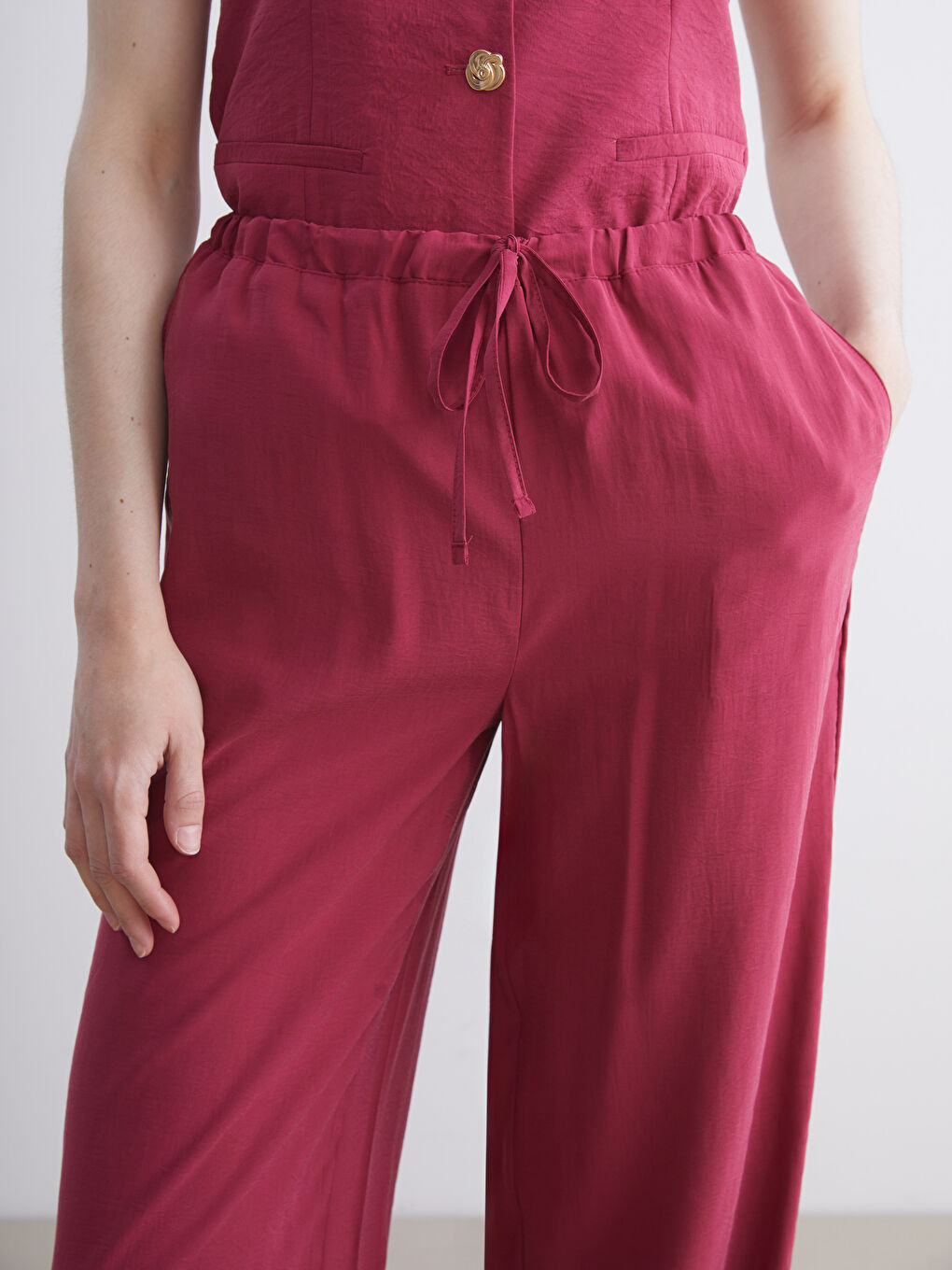 LCW Vision Elasticated Waist Modal Blend Women's Trousers -S5QI87Z8-RXQ