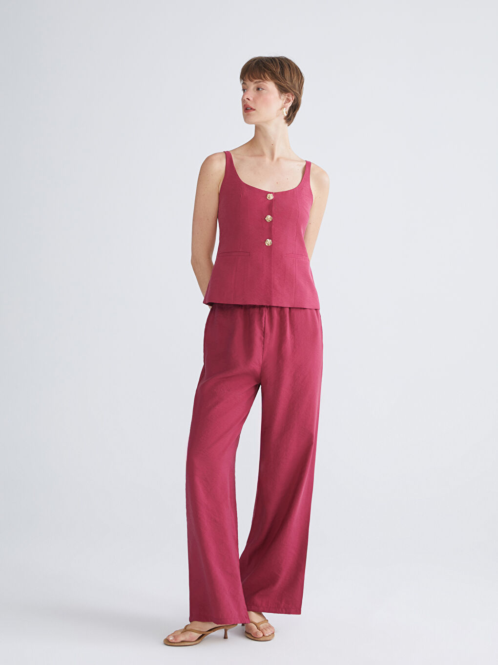 LCW Vision Elasticated Waist Modal Blend Women's Trousers -S5QI87Z8-RXQ