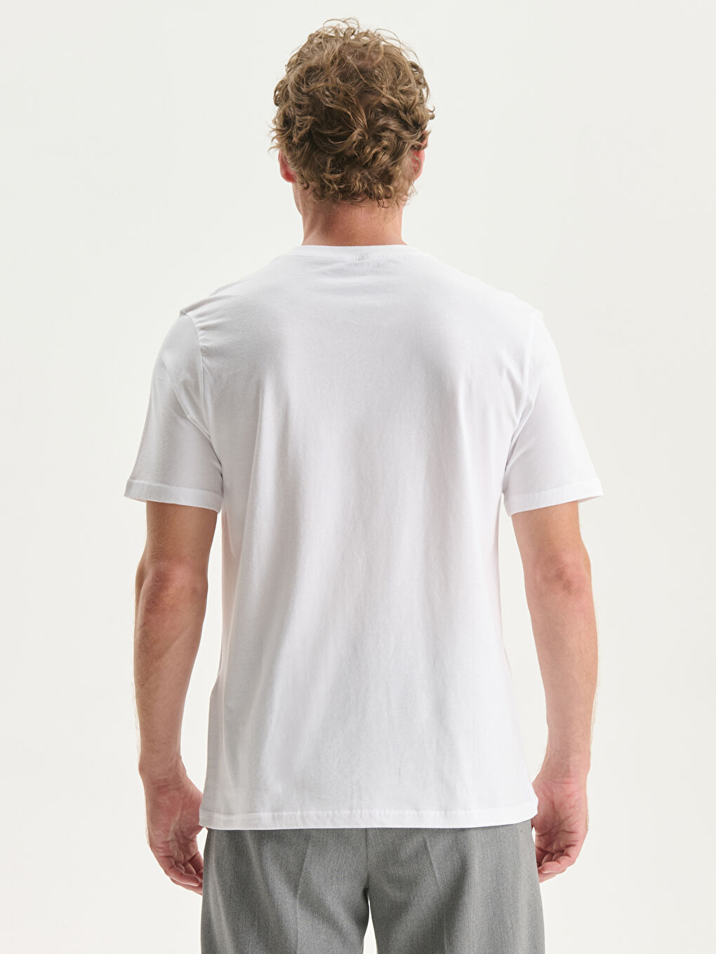 V Neck Plain Men's T-Shirt-13