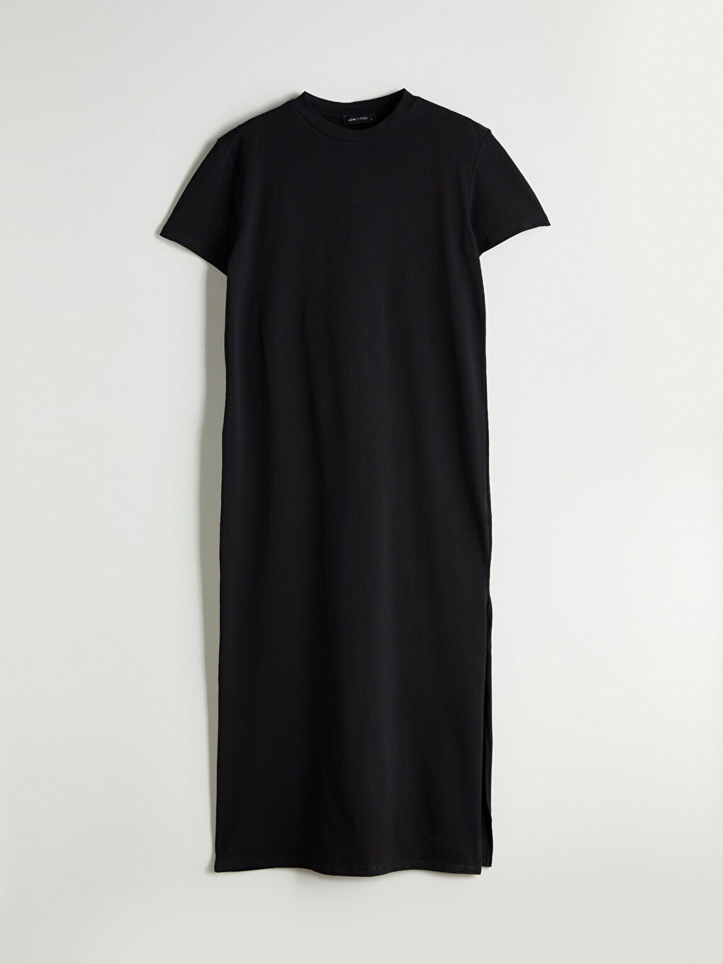 Siyah Bisiklet Yaka Yırtmaçlı Elbise-4