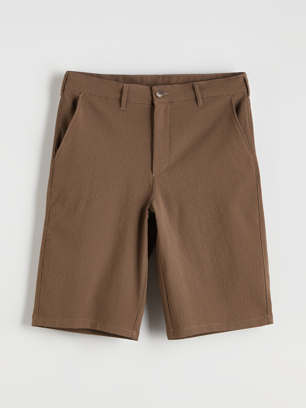 Kahverengi Standart Kalıp Erkek Şort-4