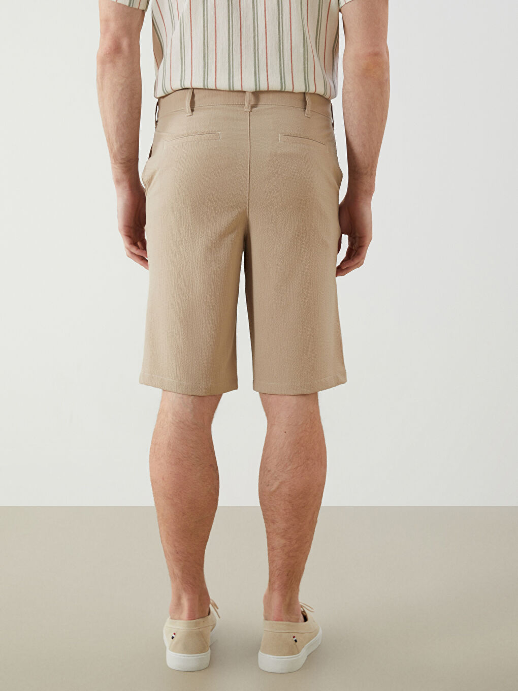 Bej Standart Kalıp Erkek Şort-3