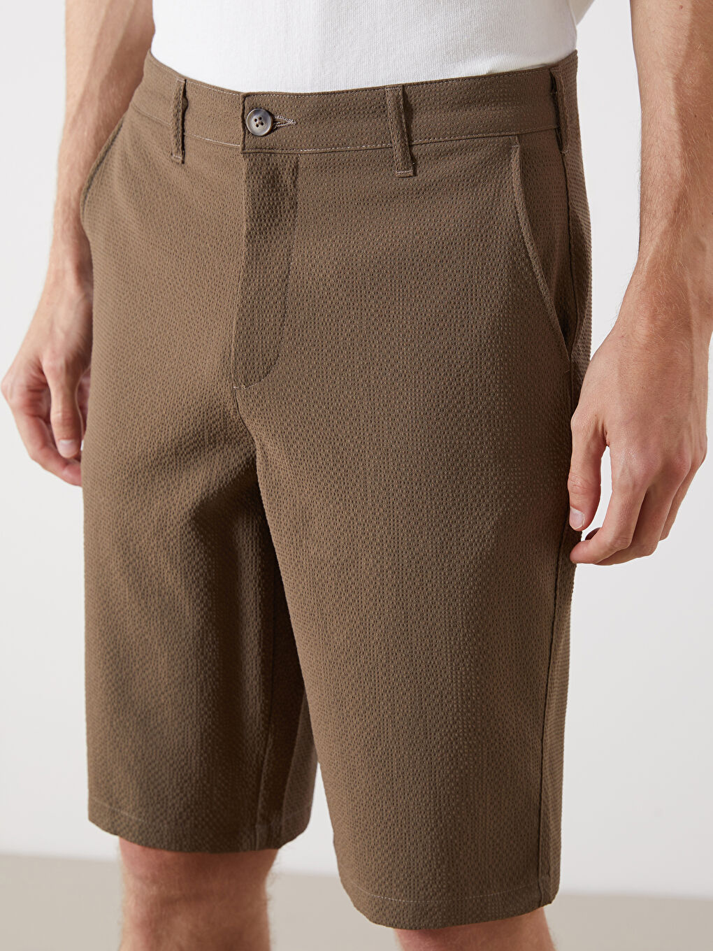 Kahverengi Standart Kalıp Erkek Şort-2