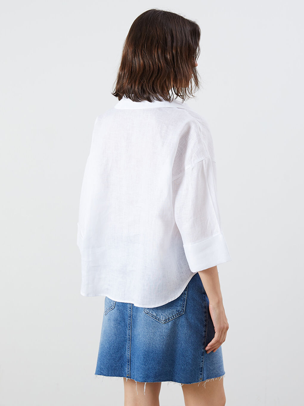 LCW Vision Oversize 100% Linen Women's Shirt -S5QJ57Z8-FFB