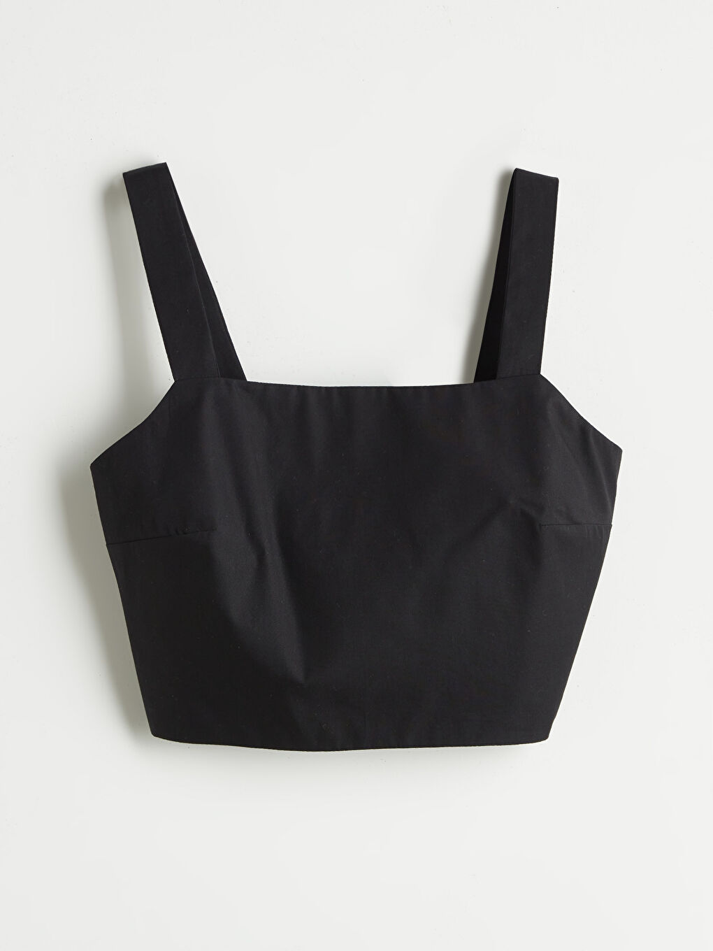 Siyah Kare Yaka Crop Bluz-4