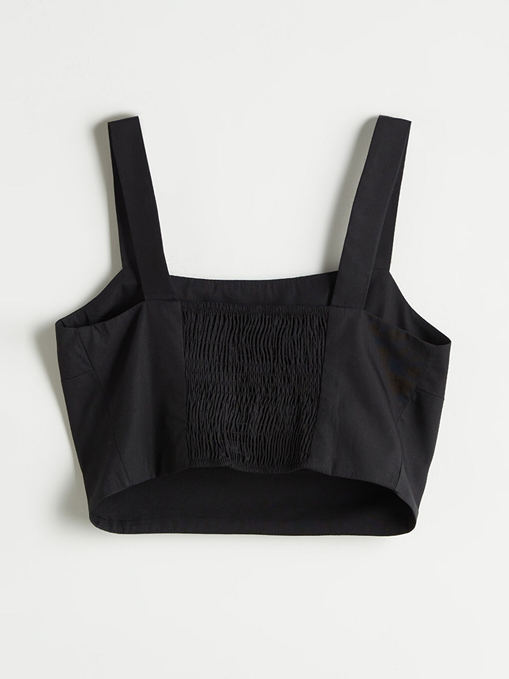 Siyah Kare Yaka Crop Bluz-5