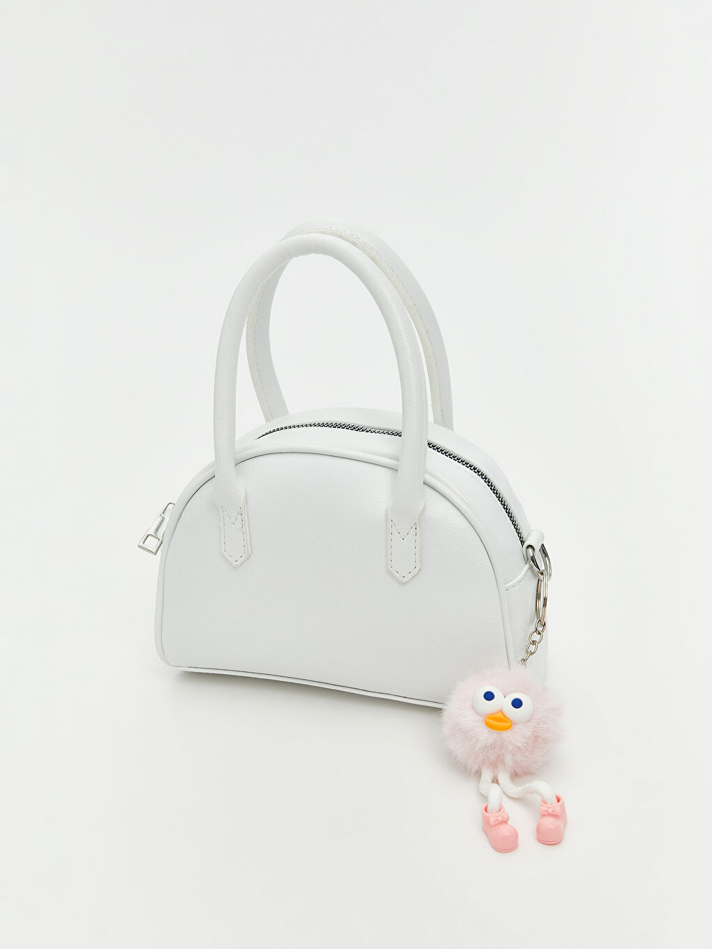 Beyaz Deri Görünümlü Kadın Omuz Çantası-1