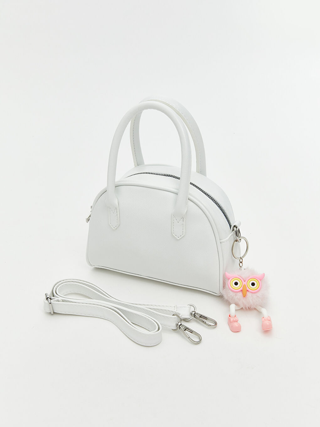 Beyaz Deri Görünümlü Kadın Omuz Çantası-3