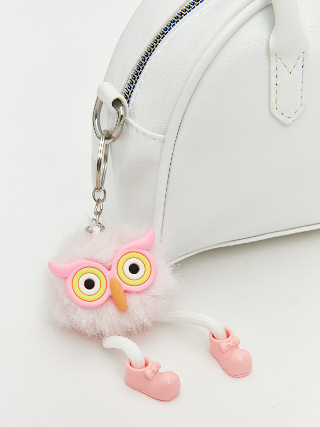 Beyaz Deri Görünümlü Kadın Omuz Çantası-6