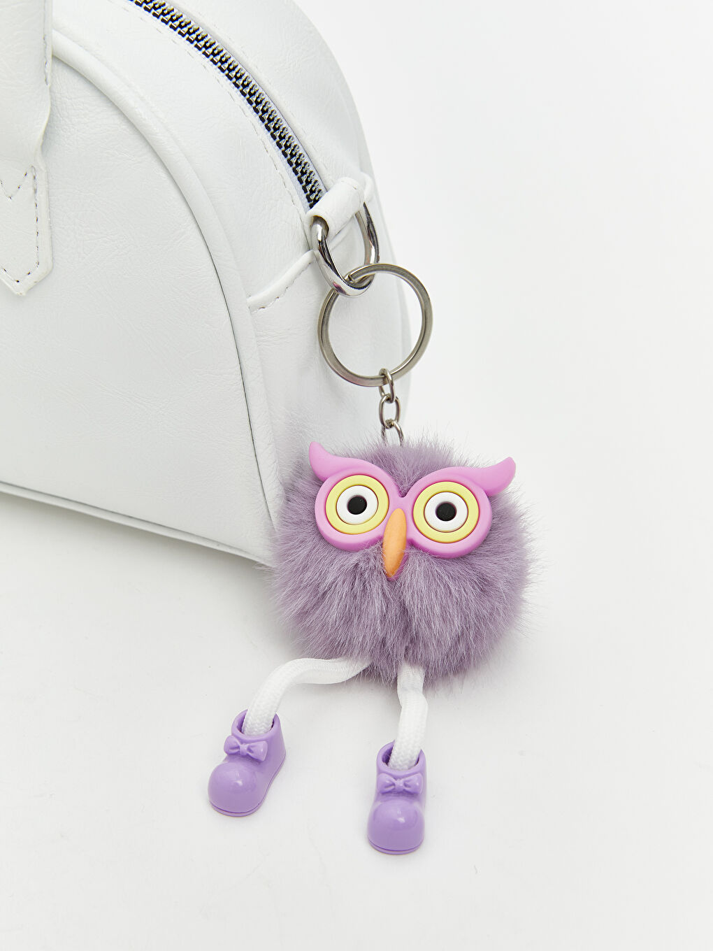 Beyaz Deri Görünümlü Kadın Omuz Çantası-10